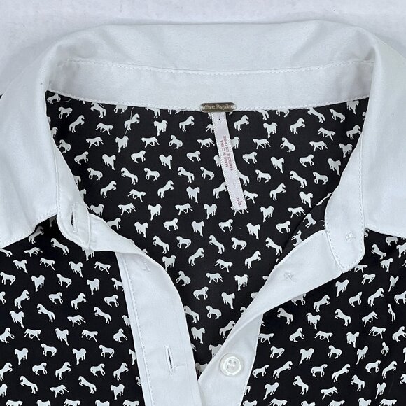 Free People Horse Print Boyfriend Blouse V-Neck Button-Down Shirt Size S - NWOT - Picture 9 of 10